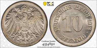 1913-J 10 Pfg J-13 MS63