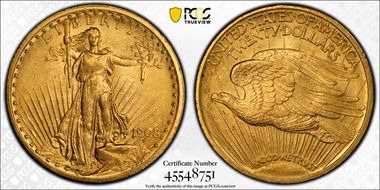 1908 $20 Motto MS63