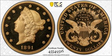 1891 $20 PR65DCAM