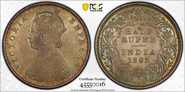 1892-C 1/2 Rup SW-6.211 MS63