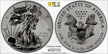 2021-W $1 Silver Eagle Rev PR - Type 1 Designer Edition PR70