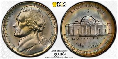 1945-S 5C MS67+