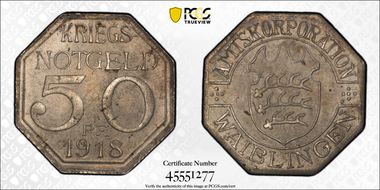 1918 50 Pfg Funck-566.1a Waiblingen MS64