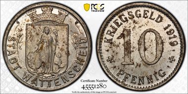 1919 10 Pfg Funck-579.4 Wattenscheid MS62