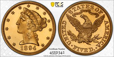 1894 $5 PR66CAM