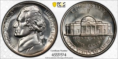 1942-P 5C Silver PR67+