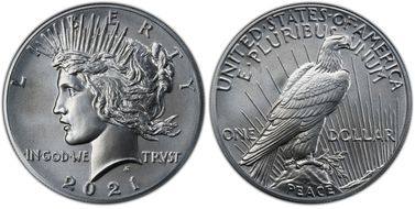 2021 $1 Peace Dollar 100th Anniversary MS70