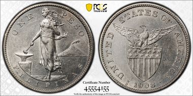 1908-S Peso KM-172  Ag N1