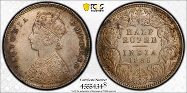 1885-C 1/2 Rup SW-6.193 Prid-269 MS61