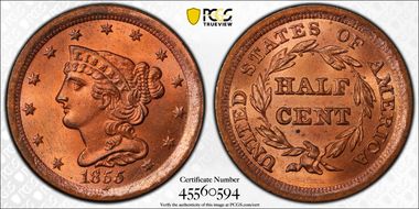 1855 1/2C MS66RD