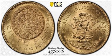 1921/11 20 Peso KM-478  Au MS64+