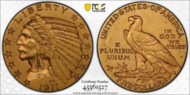 1911-S $5 VF35