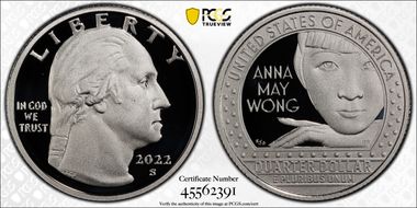 2022-S 25C Anna May Wong-Silver First Day of Issue PR70DCAM