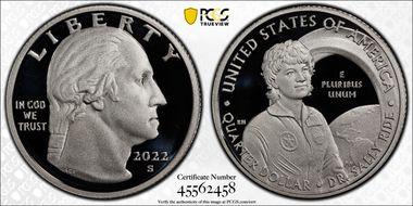 2022-S 25C Dr. Sally Ride-Silver First Day of Issue PR70DCAM
