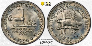 1936 50C Wisconsin MS68