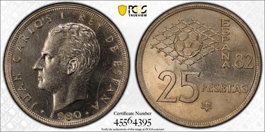 1980 25 Pta World Cup, (80) MS64