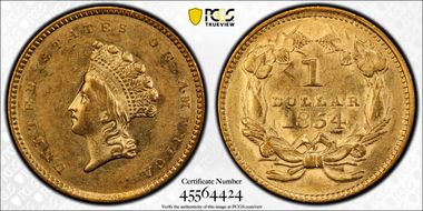 1854 G$1 Type 2 AU58