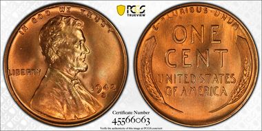 1942-S 1C MS67+ RD