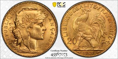 1907 20 Fr Gad-1064a F-535 Refrappe MS65
