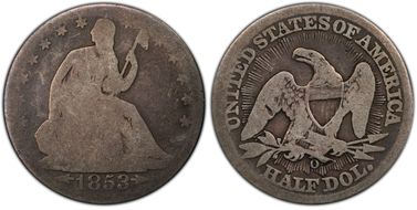 1853-O 50C Arrows and Rays AG3