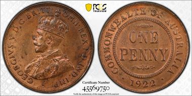 1922 (p) 1D Indian Obverse MS63RB