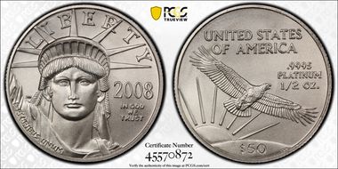 2008 $50 Statue of Liberty First Strike MS70
