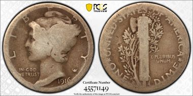 1916-S 10C Mercury N1