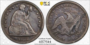 1873 $1 Seated VF25