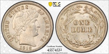 1916 10C Barber MS63