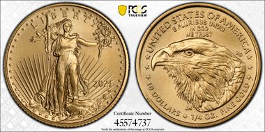 2021-W $10 Gold Eagle - Type 2 Unfinished Proof Dies MS70