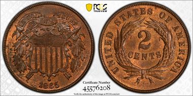 1865 2C Plain 5 MS64BN