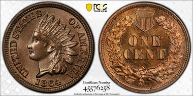 1864 1C Copper-Nickel MS65