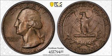 1934 25C Medium Motto MS65