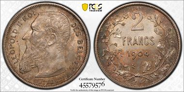 1904 2 Fr KM-58.1 BELGES MS63