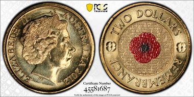 2012 $2 Remembrance Day Colorized MS67