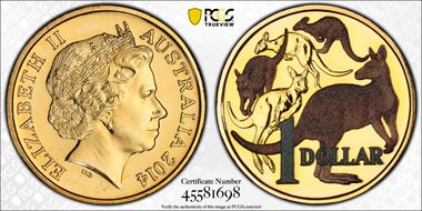 2014 $1 Mob of Roos AlBr Colorized MS67