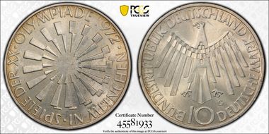 1972-G 10 Mk Olympics - IN MUNCHEN MS63
