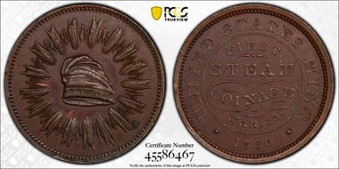 1836 AE Medal J-MT-21, First Steam Coinage AU55