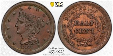 1855 1/2C MS64BN