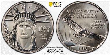 1997 $10 Statue of Liberty MS70