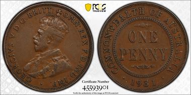 1931 (m) 1D Indian obverse Dropped 1 XF40BN