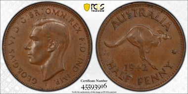 1942-I 1/2D Long Reverse Denticles MS62BN