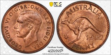 1952 A. (p) 1D London Reverse MS64RB