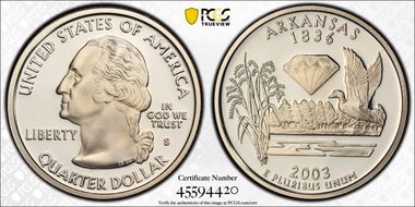 2003-S 25C Arkansas Silver PR69DCAM