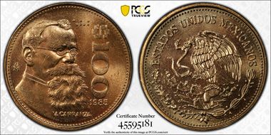 1985-Mo 100 P Carranza KM-493 AlBr MS64
