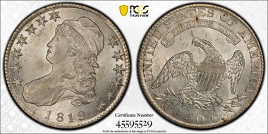 1819/8 50C Large 9 MS62