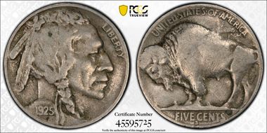 1925-S 5C 2 Feathers FS-401 VG10