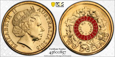 2015 $2 Lest We Forget Colorized MS67