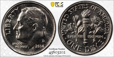 2014-D 10C MS68FB