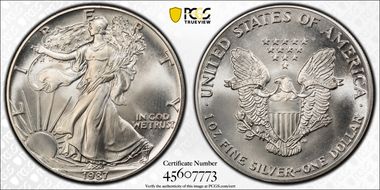 1987 $1 Silver Eagle MS69